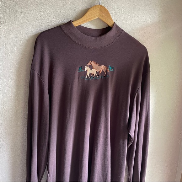 Vintage Bon Worth Long Jersey Knit Tunic Top. Wild Horses Embroidered Detail. XL - Picture 5 of 14
